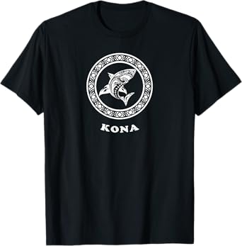 Kona, Hawaii Vintage Retro Tribal Shark Vacation Gift T-Shirt