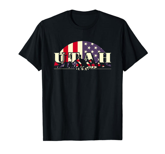 American State Utah, Vintage Mountain Nature Hiking T-Shirt