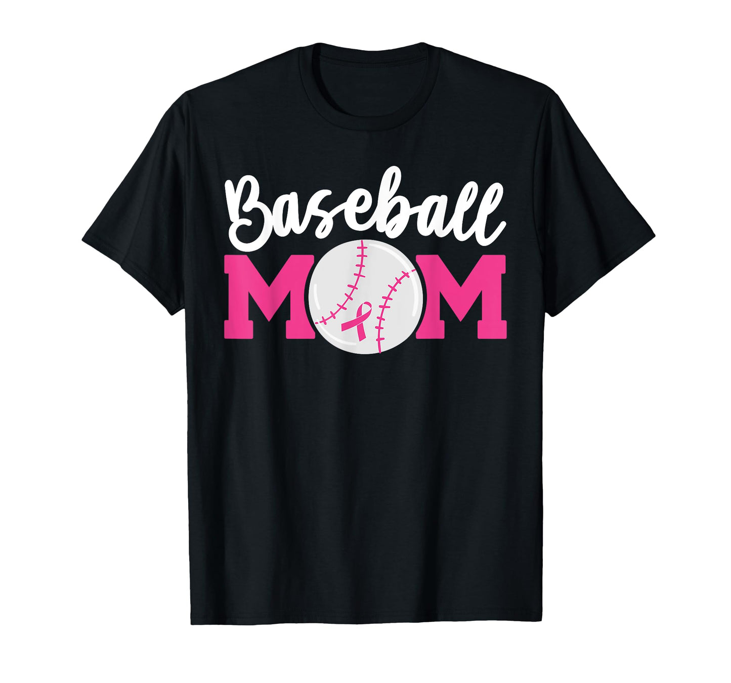 Baseball Mom Pink Ribbon Breast Cancer Awareness Fighters T-Shirt