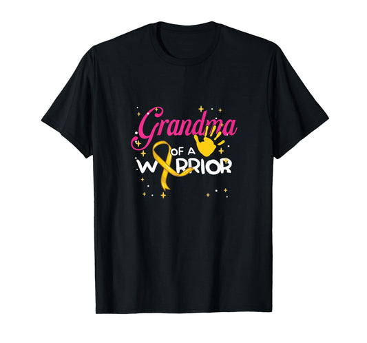 Grandma Of A Warrior | Yellow Ribbon | Childhood Cancer T-Shirt