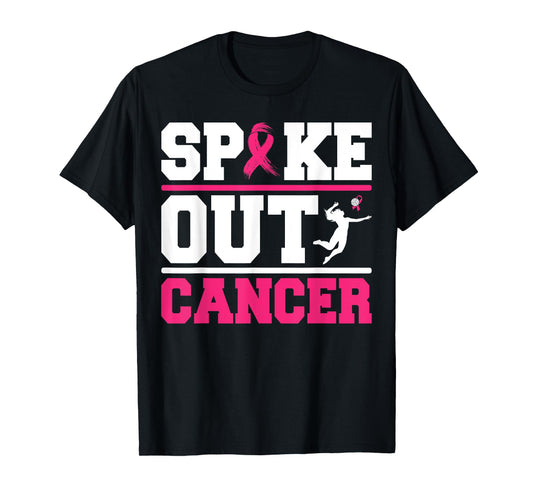 Spike Out Cancer Volleyball Player Breast Cancer Awareness T-Shirt