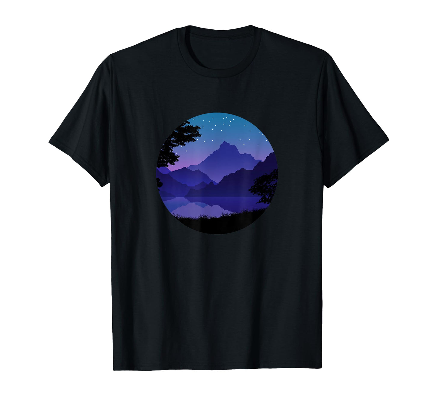 Mountain Silhouette Forest Lake Reflection T-Shirt