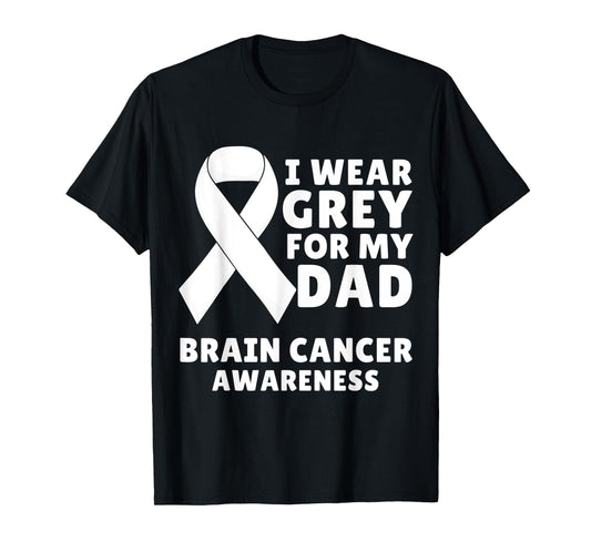 I Wear Gray For My Dad Brain Cancer Awareness Men Warrior T-Shirt