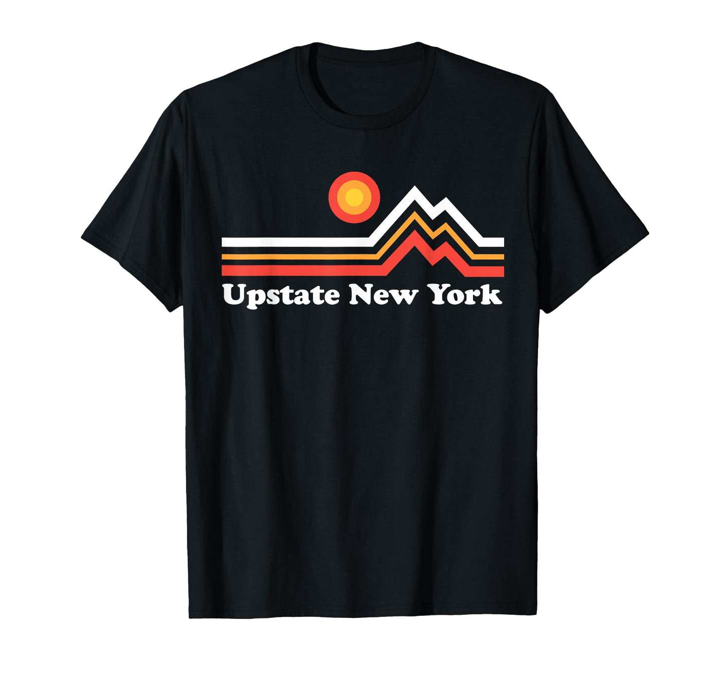 Upstate NY Upstate New York Mountains T-Shirt - Black, Small, Unisex-Adults, Short Sleeve, Classic Fit, Graphic Design, Cotton 65% Polyester 35%
