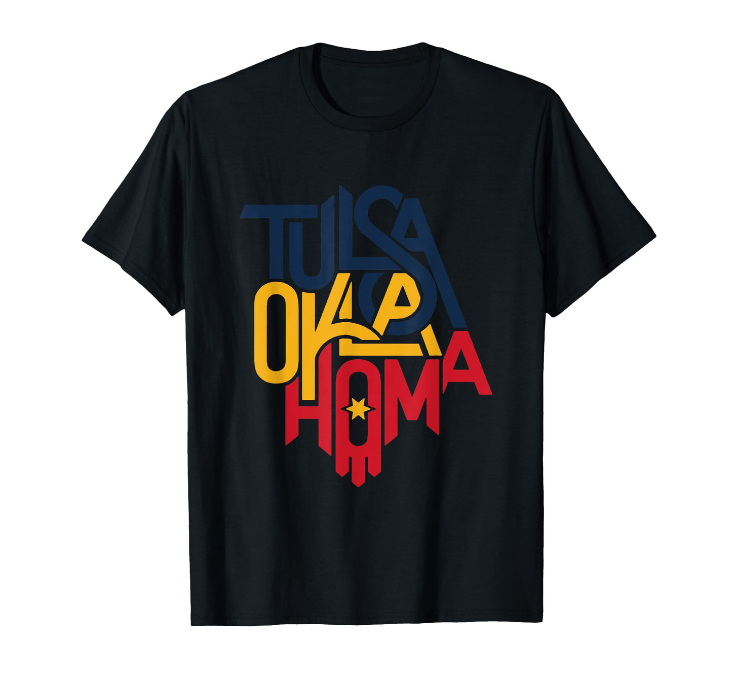 Colorful Tulsa Oklahoma Letters In Tulsa City Map Shape T-Shirt