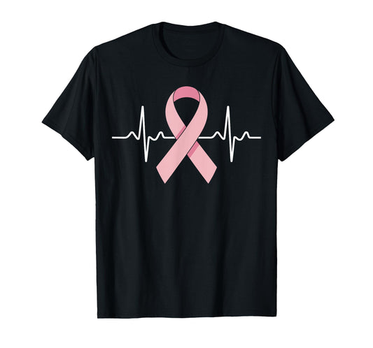 Pink Ribbon Heartbeat – Breast Cancer Awareness Pink Ribbon T-Shirt