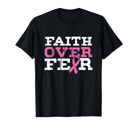 Religious Christian God Faith Over Anxiety Breast Cancer Month T-Shirt