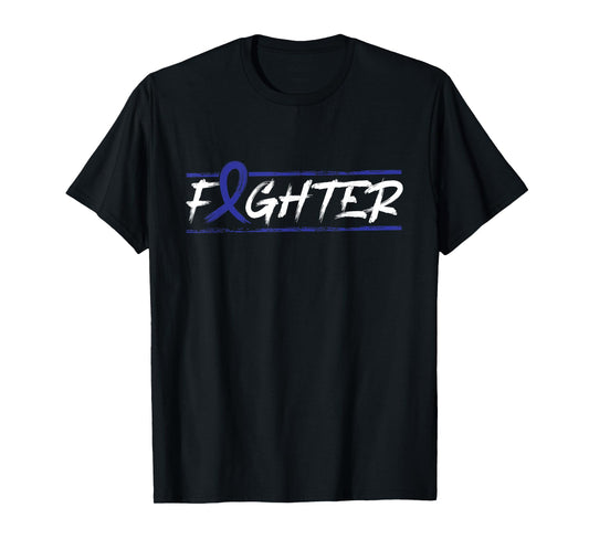 Rectal Cancer Fighter T Shirt - Blue Ribbon Awareness T-Shirt