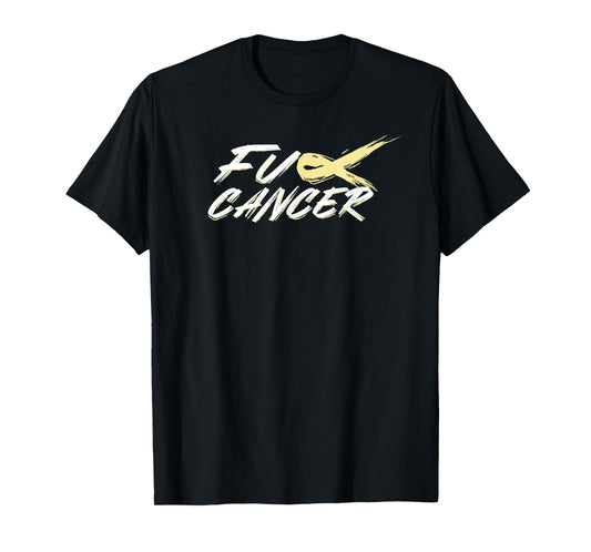 Fuck Bone Cancer F U FU Yellow Ribbon Cancer Awareness T-Shirt