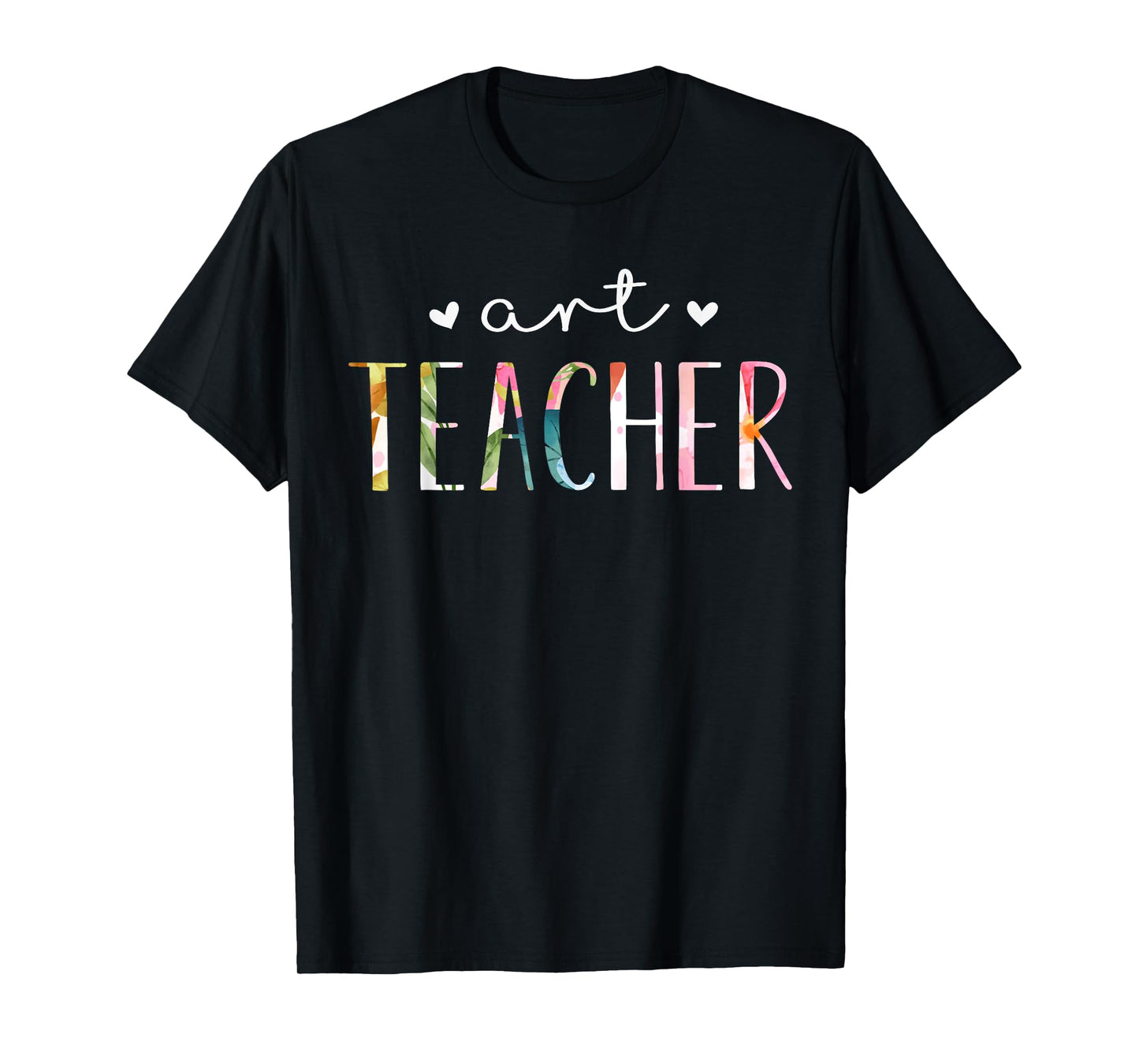 Art Teacher Cute Floral Design T-Shirt, Black
