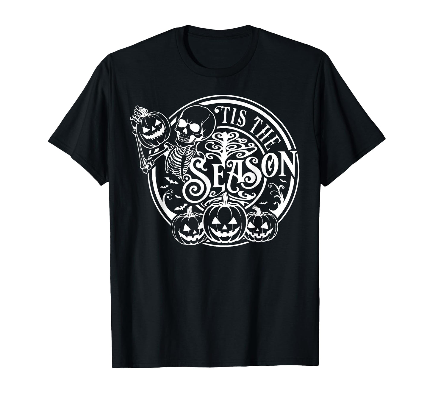 Tis The Season Halloween Skeleton Pumpkin T-Shirt
