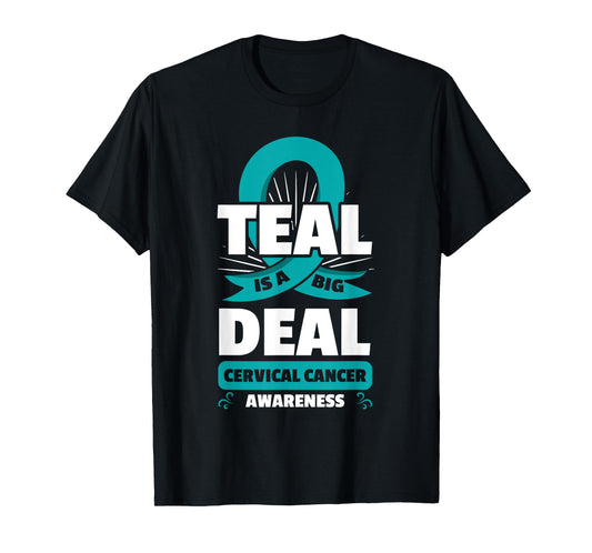 Teal Ribbon Cervical Cancer Squamous Cell Carcinomas Gift T-Shirt