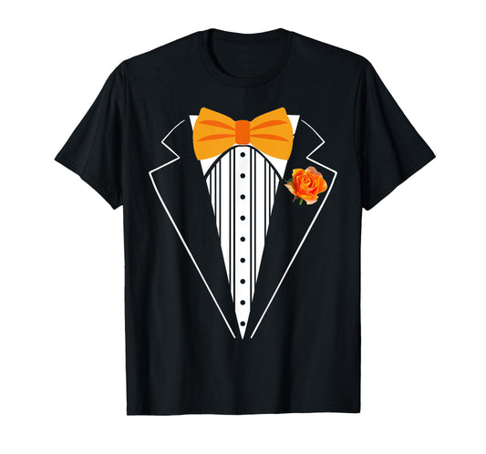 Kids Adult Orange Bowtie Tuxedo Toddler Costume Youth Tux T-Shirt