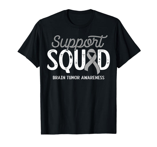 Brain Tumor Awareness Support Squad Warrior Survivor Crew T-Shirt