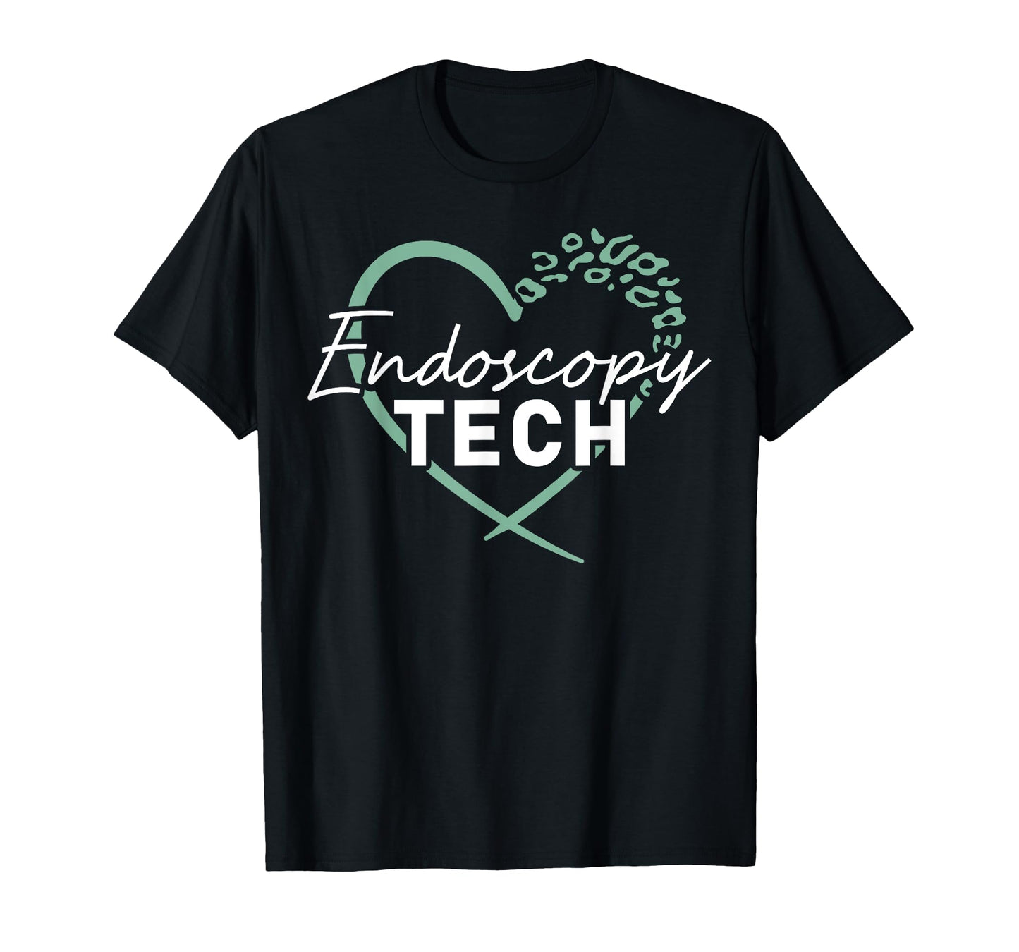 Endoscopy Tech Technician Heart Leopard T-Shirt