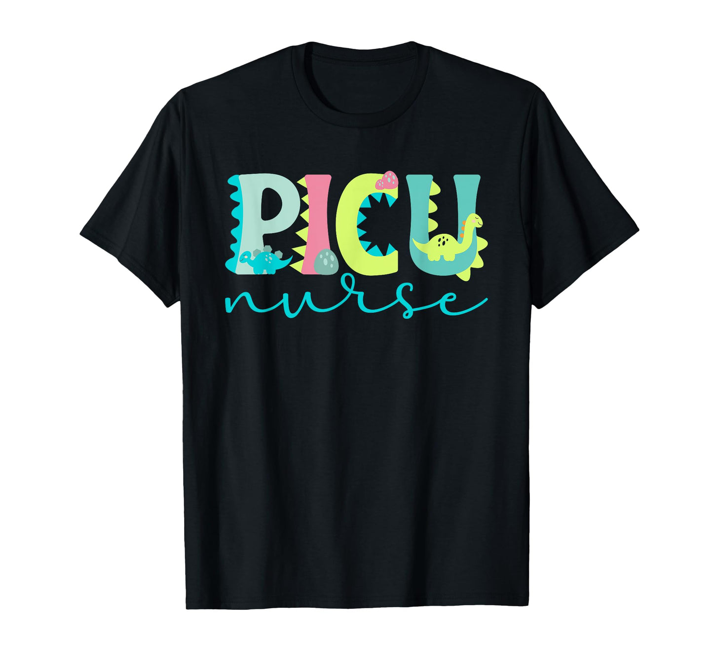 PICU Nursing For Pediatric ICU Nurse Women's Black Modern Letter Print T-Shirt