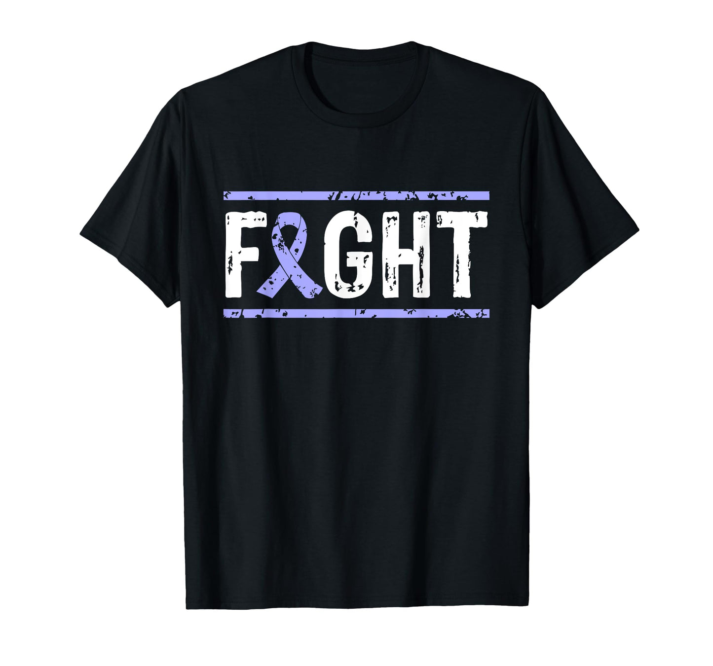 Cancer Warriors Tees co Gastric Cancer Awareness Fight Cancer Periwinkle Ribbon Tee T-Shirt for Unisex-Adults, Black, Small