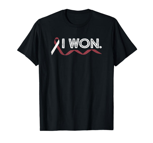Head And Neck Cancer I Won Burgundy Ribbon Awareness Warrior T-Shirt