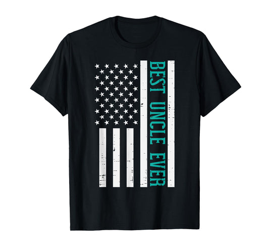 Best Uncle Ever US Flag Vintage Fathers Day Patriotic Men T-Shirt
