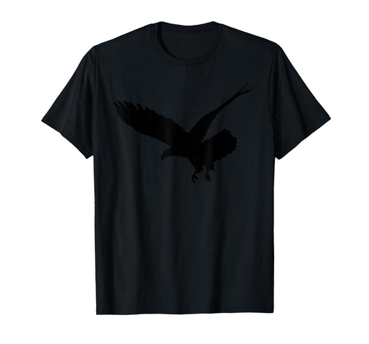 American Eagle Shirts Apparel Unisex Adult Grey Small Classic Fit Short Sleeve T-Shirt with Unique Graphic Art of Black Flying Eagle Bird Silhouette