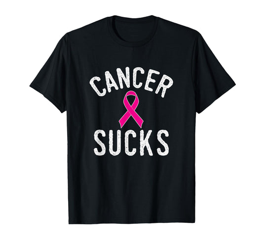 Pink Ribbon Breast Cancer Awareness Month Cancer Sucks T-Shirt