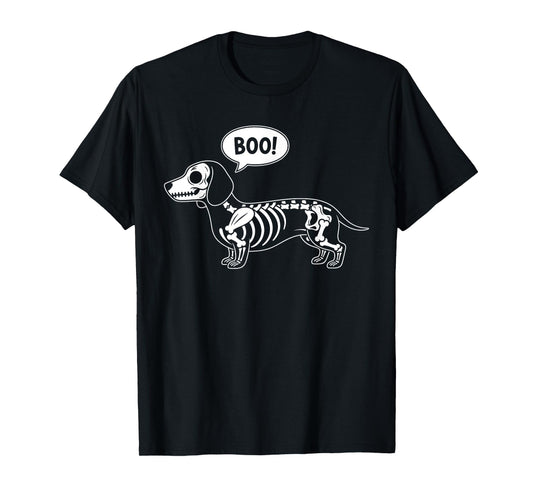Cute Dachshund Doxie Skeleton Boo Wiener Dog Halloween T-Shirt