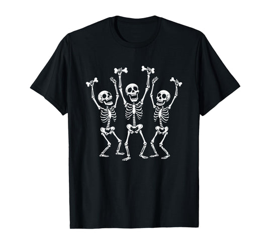 Dancing Skeletons Funny Halloween Spooky Party Boys Girl Kid T-Shirt