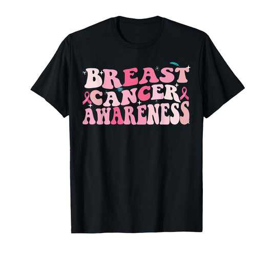 Groovy Breast Cancer Awareness 2023 Breast Cancer Outfit T-Shirt
