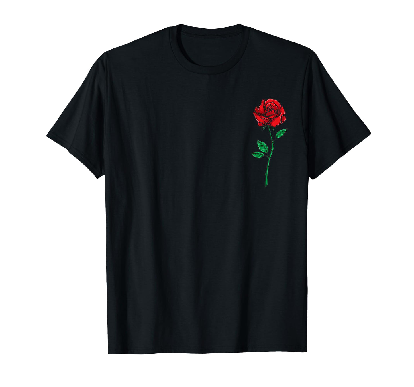 Single Red Rose Pocket Flower Romantic Love Pocket T-Shirt