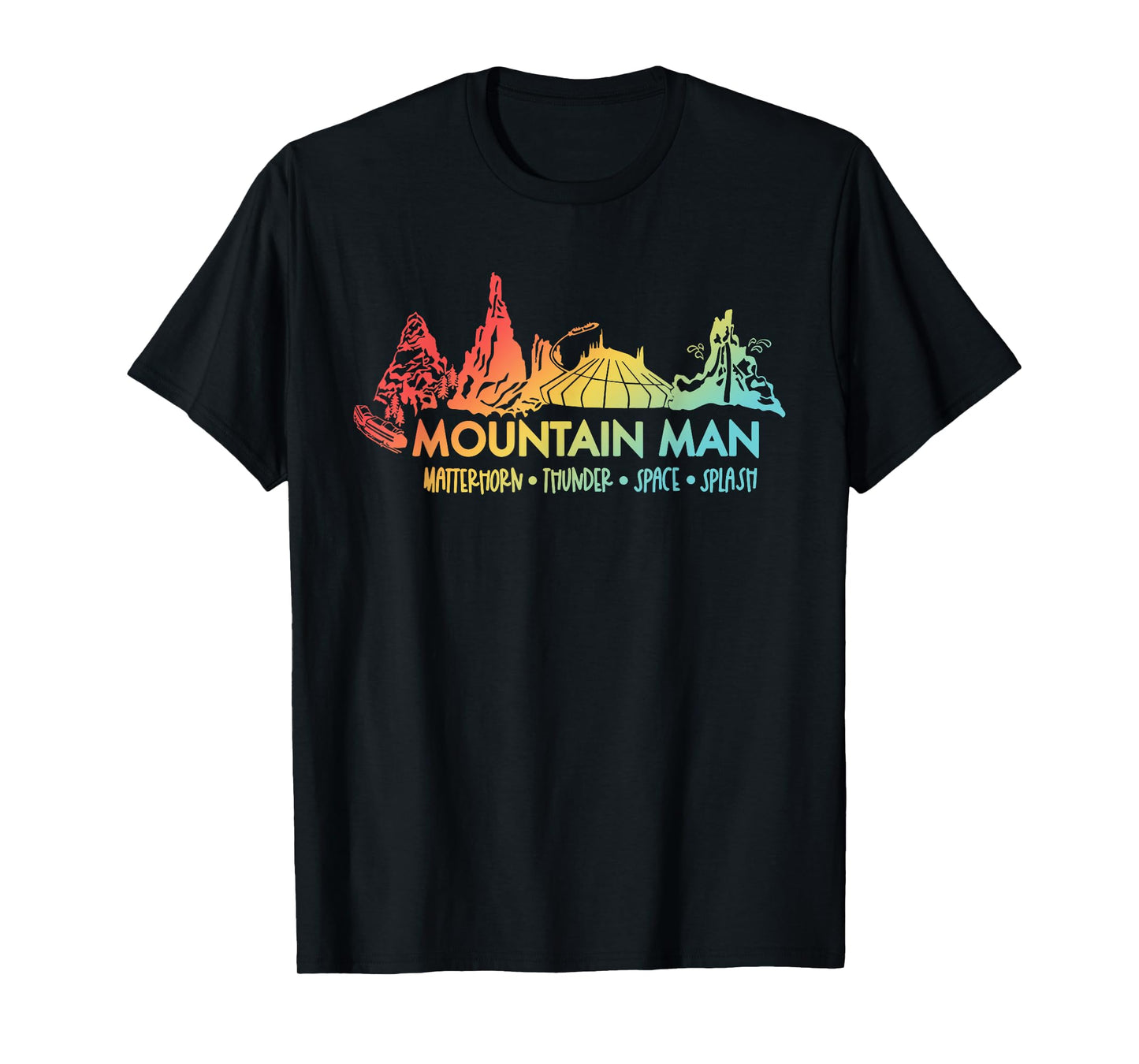 Mountain Man Matterhorn Thunder Space Splash Retro T-Shirt