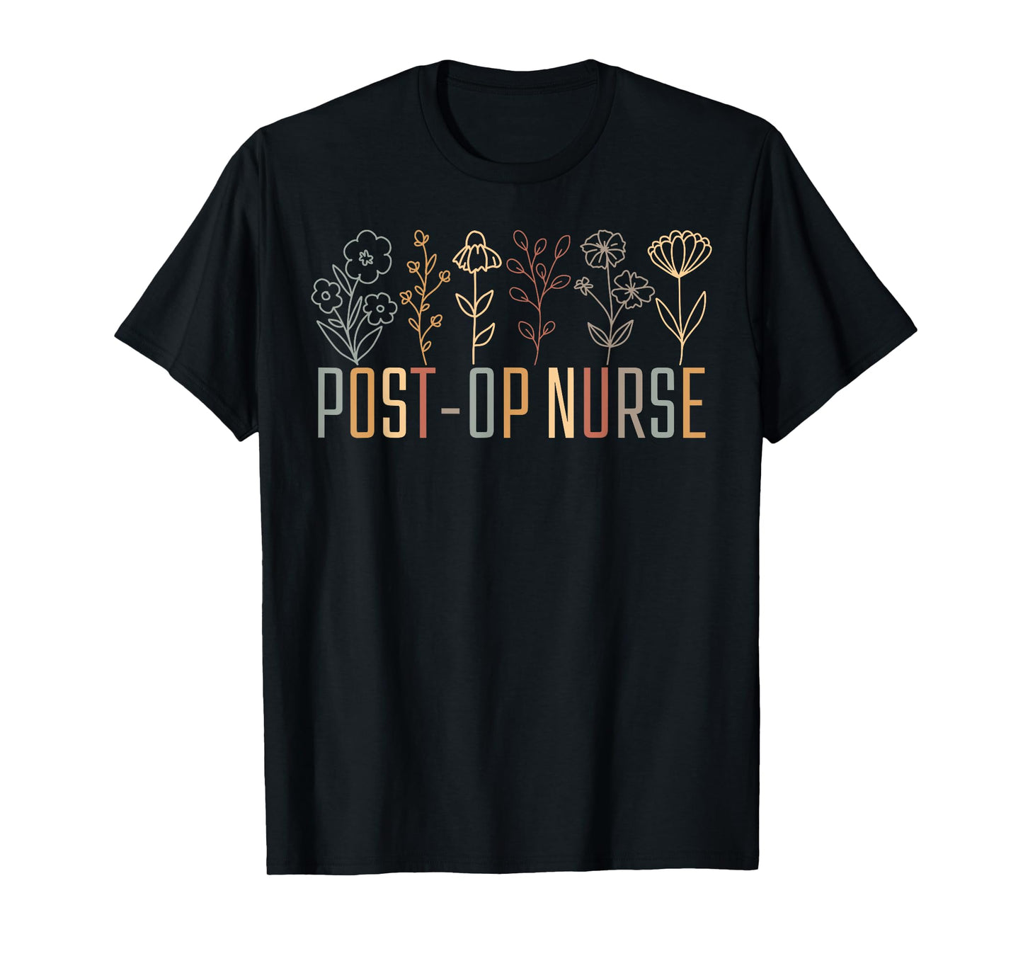 Retro Wildflowers Post-OP Nurse Post Anesthesia Surgical T-Shirt