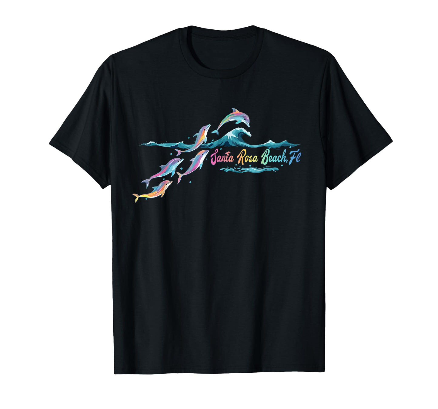 Santa Rosa Beach Florida Colorful Dolphin Lover Beach T-Shirt