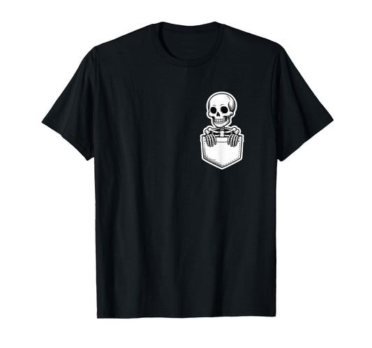 Creepy Skeleton in Pocket Funny Bone Lover Design T-Shirt