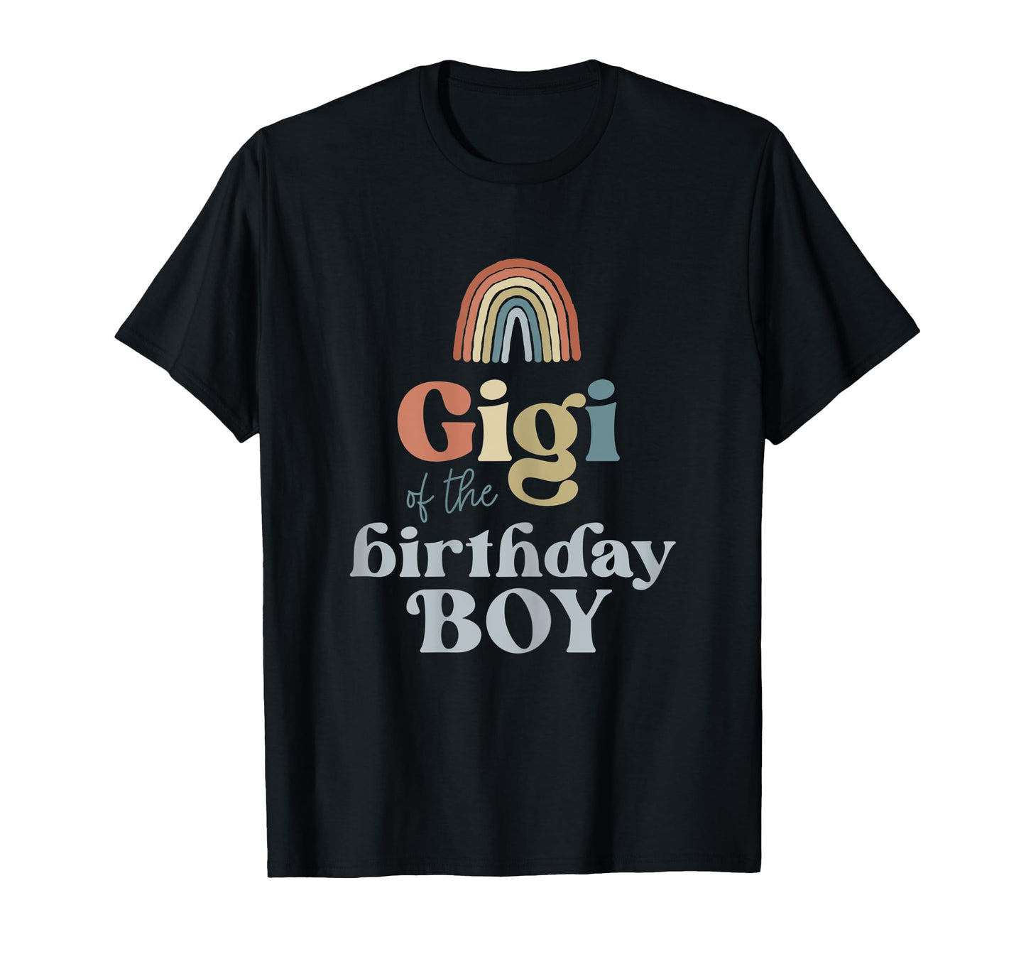 Womens Gigi of the Birthday Boy Boho Rainbow Party Retro Supplies T-Shirt