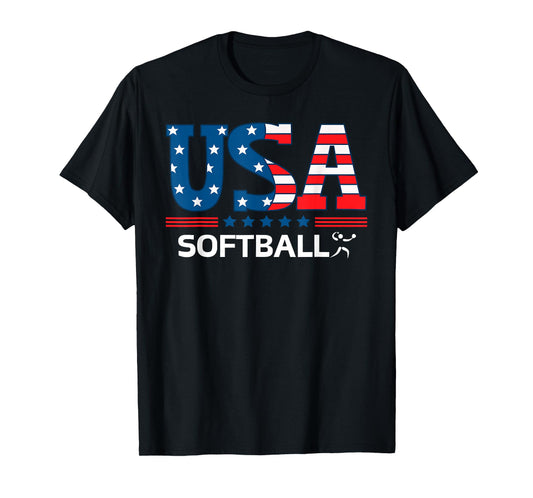 Softball United States Flag Softball USA Team Sport Softball T-Shirt