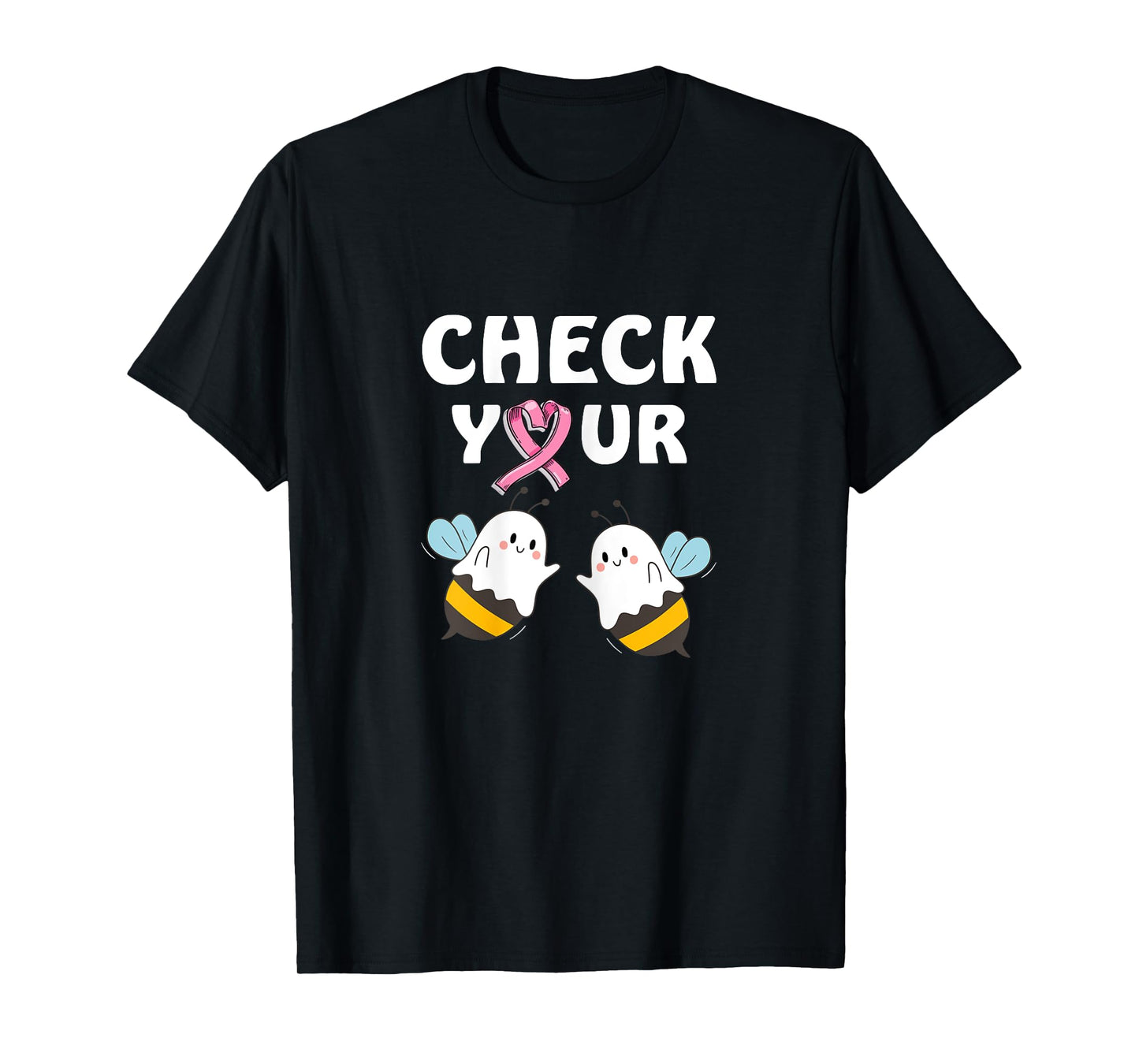 Pink Halloween Check Your Boo Bees T-Shirt
