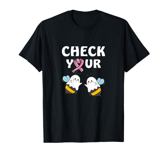Pink Halloween Check Your Boo Bees T-Shirt