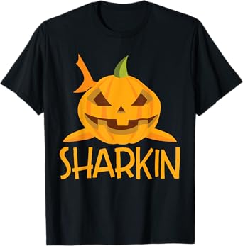 Halloween Shark Sharkin Pumpkin Costume Funny T-Shirt
