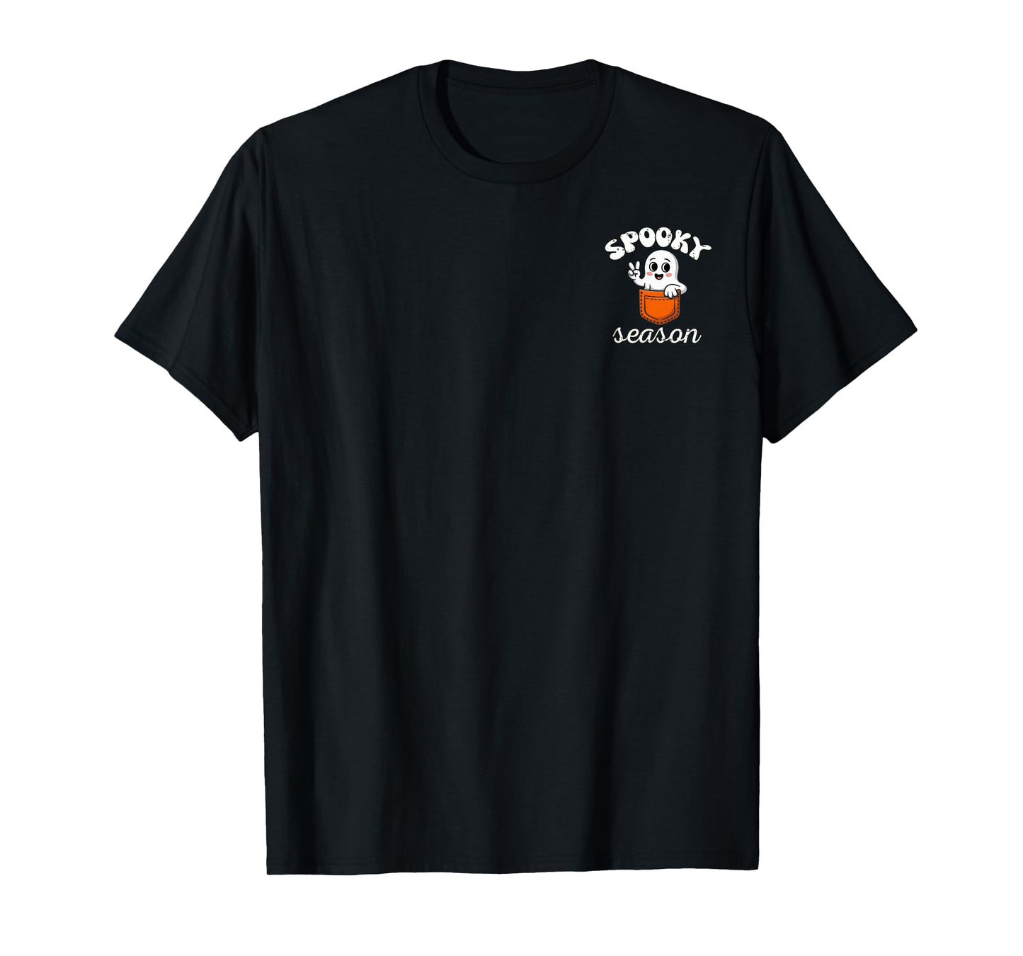 Halloween Ghost Spooky Season Costume Pocket Men Women Kids T-Shirt