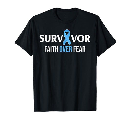 Prostate Cancer Awareness Survivor Gift Light blue Ribbon T-Shirt