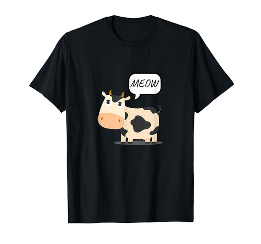 Cow Says Meow Funny Animal Unexpected Twist On Nature Humor T-Shirt