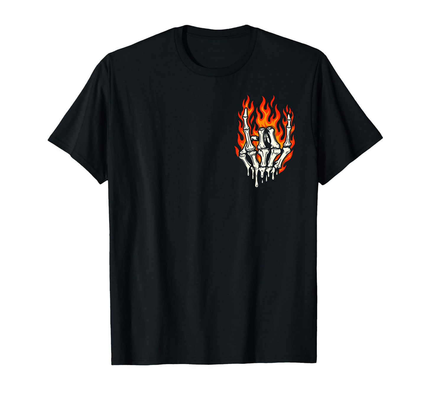 Fire Rock Skeleton Rocker Halloween Men Women Boys Kids T-Shirt