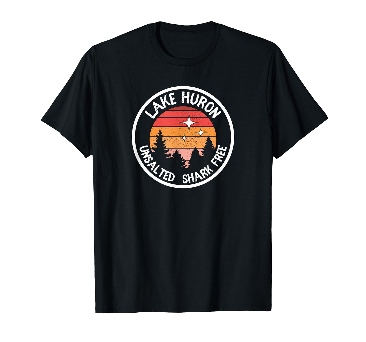 Lake Huron Retro Unsalted Shark Free Great Lakes MI Huron T-Shirt