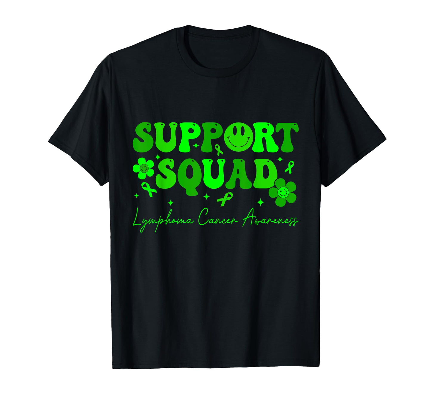 Support Squad Lymphoma Cancer Awareness Lime Green Ribbon T-Shirt
