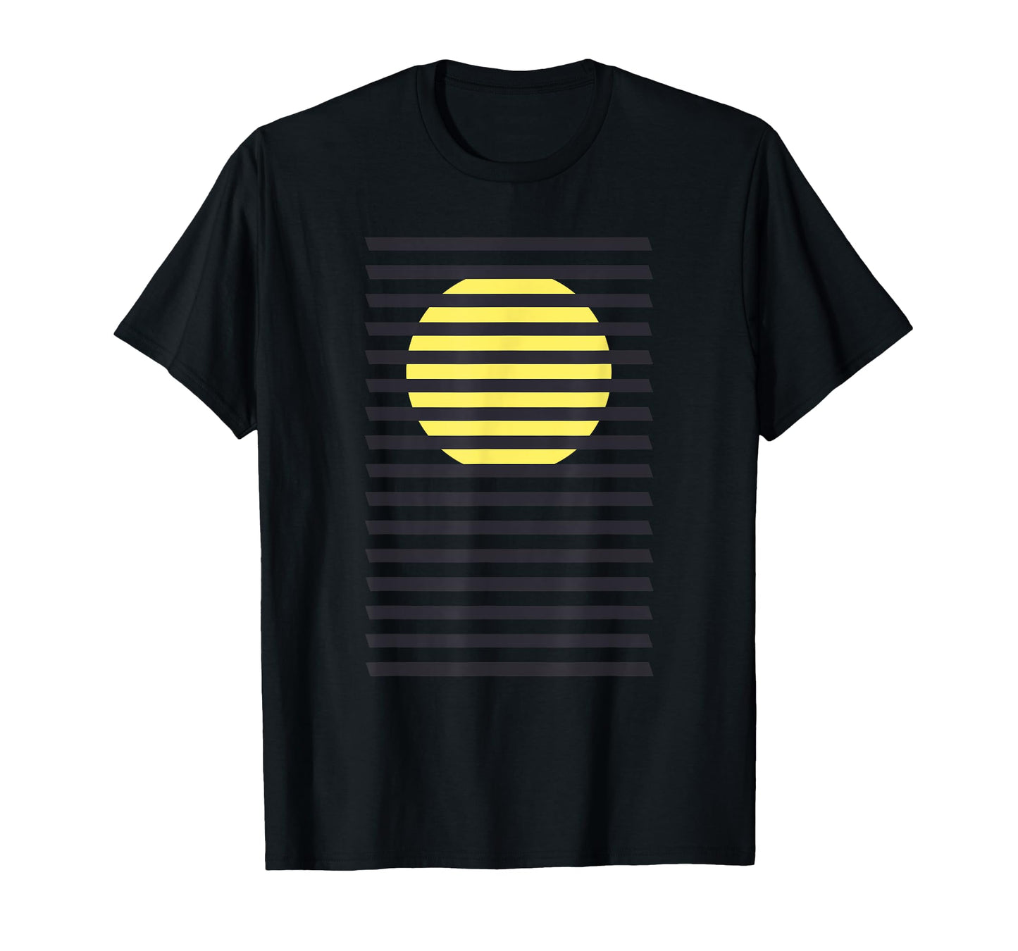Minimalist Striped Rising Sun Design, Bauhaus Geometric Sun T-Shirt