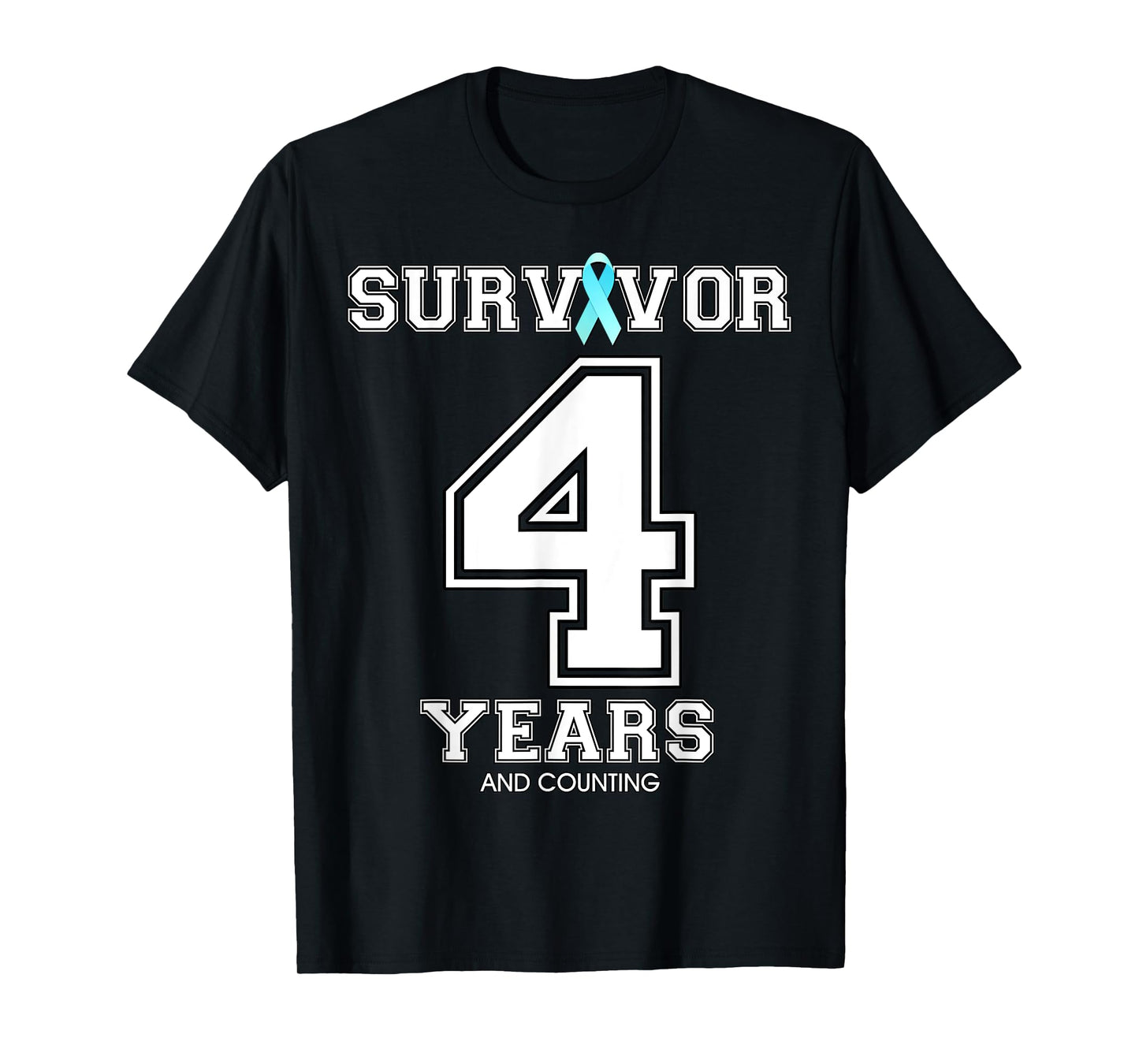 4 Years Ovarian Cancer Survivor Teal Ribbon Gift For Women T-Shirt