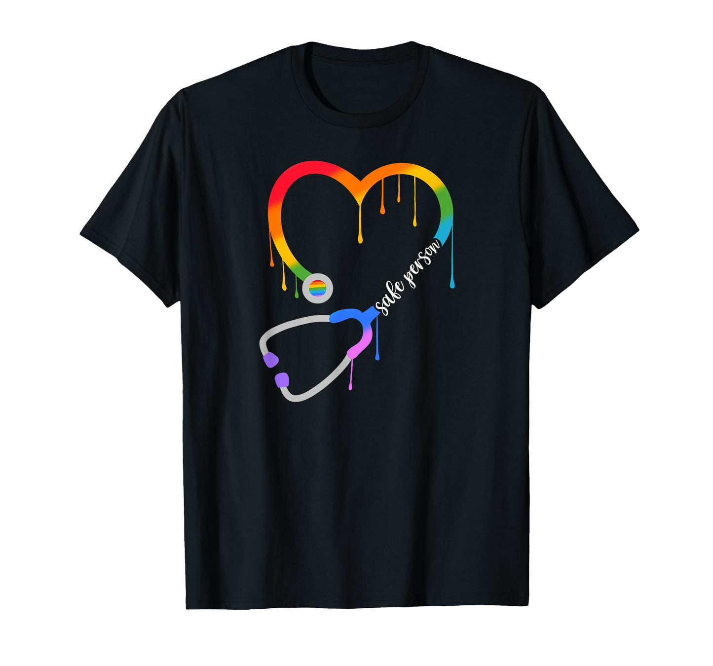 Safe Person, Heart Stethoscope, Nurse CNA Doctor, LGBTQ Ally T-Shirt