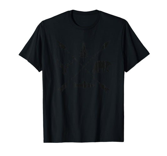 Crossed Arrows PNW Compass Bear Deer Salmon Rustic Outdoors T-Shirt