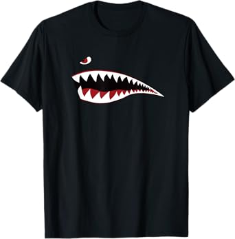 Shark Teeth Nose Art T-Shirt - WWII Military Plane Aircraft T-Shirt