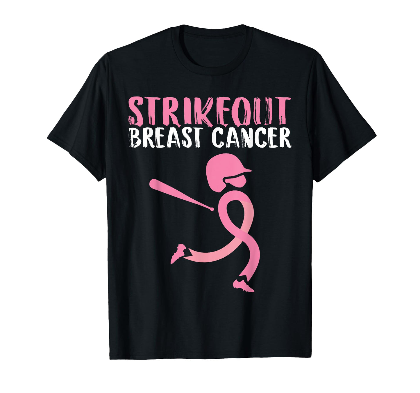 Strike Out Breast Cancer Awareness Pink Ribbon Baseball Girl T-Shirt